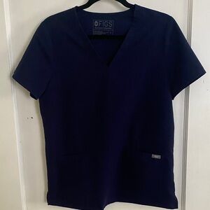 Figs Deep Blue V-Neck Scrub Top